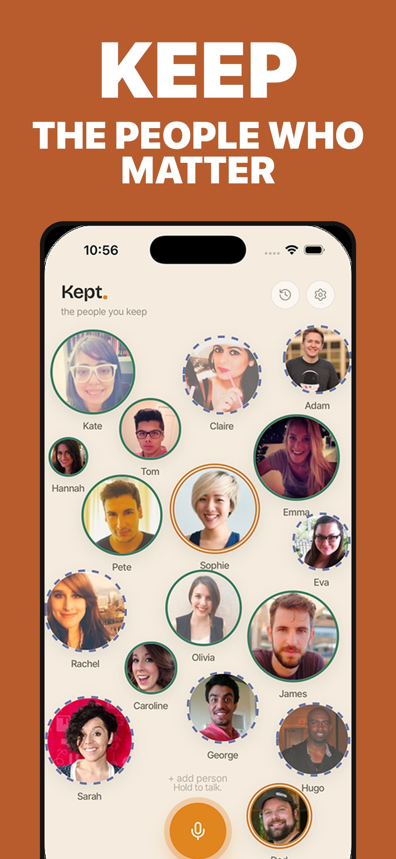 Kept app — profiles of the people closest to you